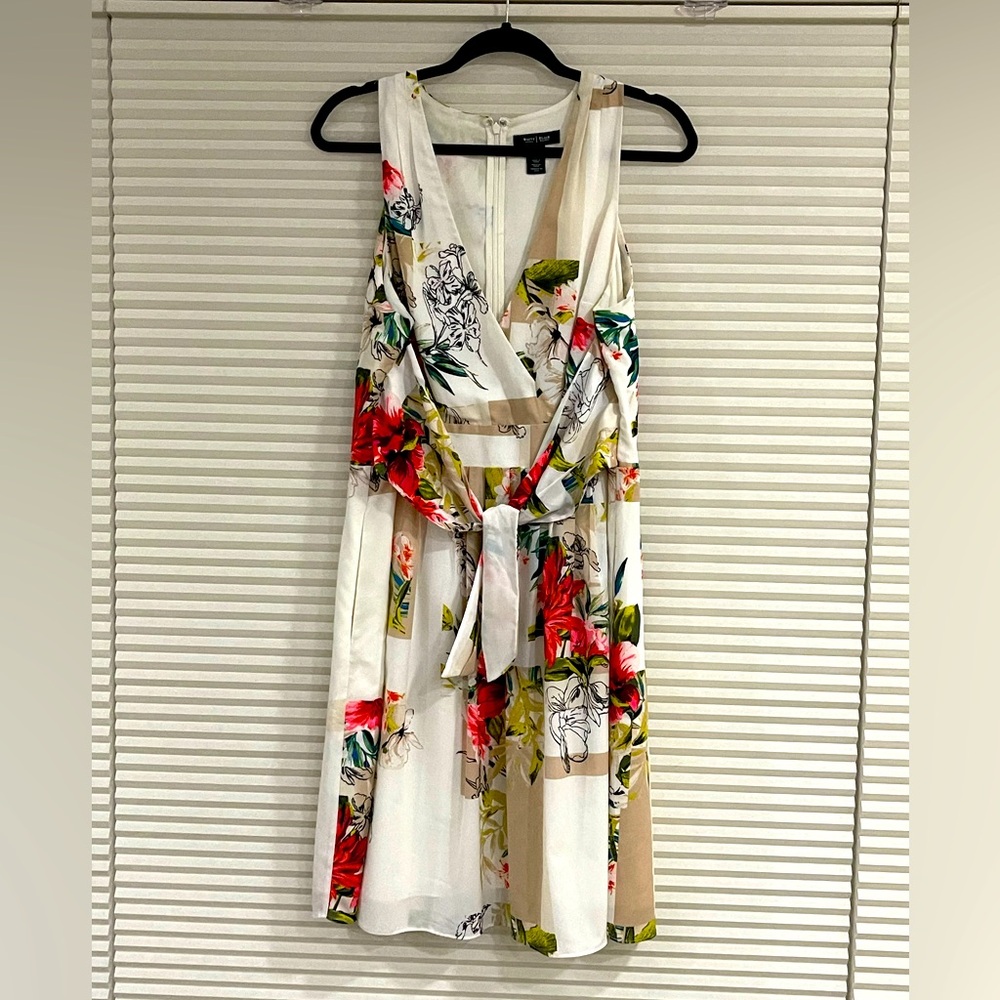 White Floral Wrap Dress with Tie Waist - Women